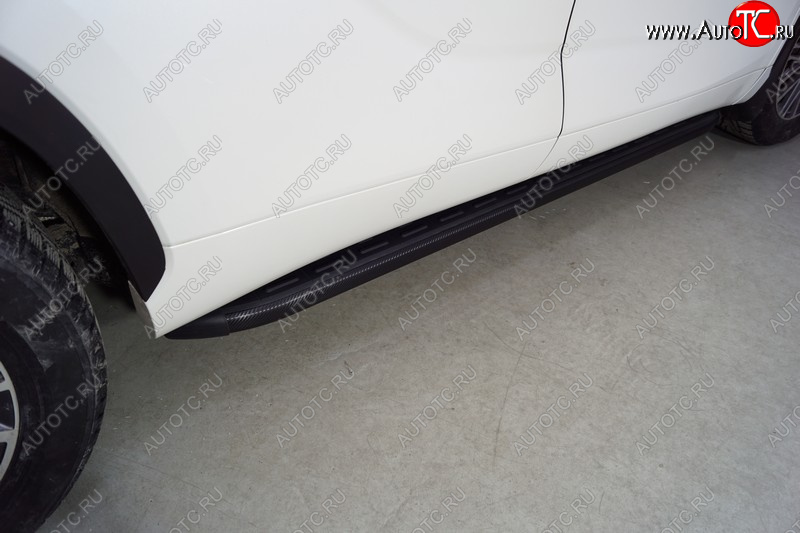 21 999 р. Пороги алюминиевые с пластиковой накладкой ТСС Тюнинг  Toyota Highlander  XU70 (2020-2025) (карбон черные)  с доставкой в г. Кемерово
