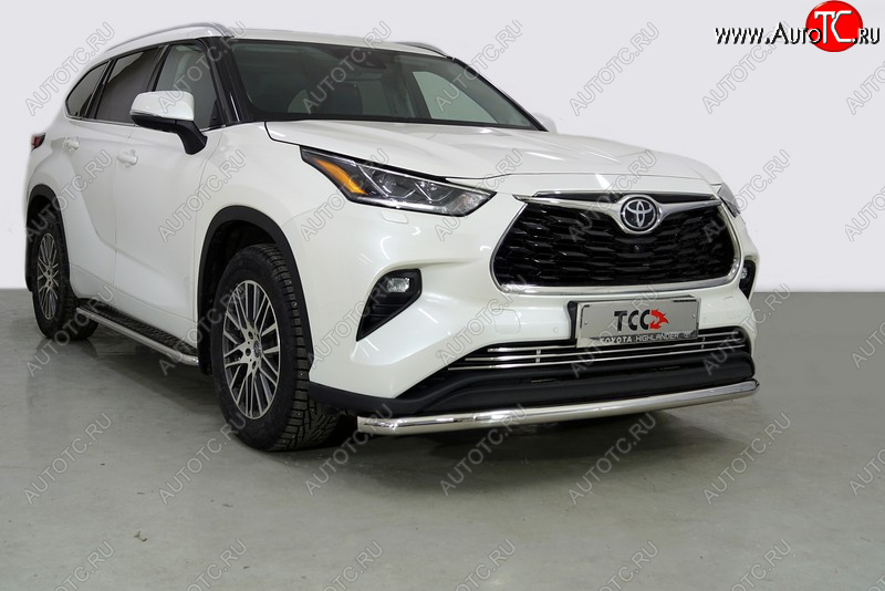 20 749 р. Защита переднего бампера нижняя d60,3 мм ТСС Тюнинг Toyota Highlander XU70 (2020-2025) (нержавейка)  с доставкой в г. Кемерово