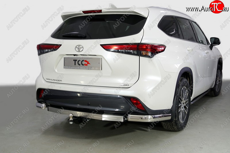 22 449 р. Защита задняя (уголки овальные 75х42 мм) ТСС Тюнинг  Toyota Highlander  XU70 (2020-2025) (уголки овальные)  с доставкой в г. Кемерово