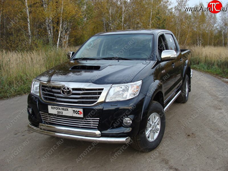 26 499 р. Защита переднего бампера нижняя d76,1*75 мм ТСС Тюнинг Toyota Hilux AN20,AN30  2-ой рестайлинг (2011-2016) (нержавейка)  с доставкой в г. Кемерово