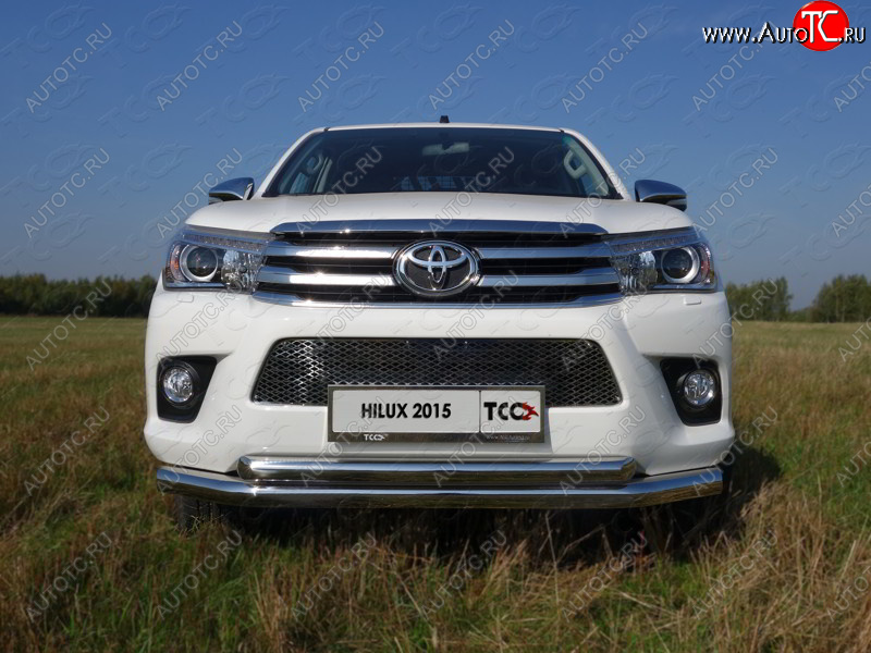 27 599 р. Защита передняя нижняя двойная 76,1*60,3 мм Тюнинг Toyota Hilux Revo Double Cab дорестайлинг (2015-2018) (нержавейка)  с доставкой в г. Кемерово