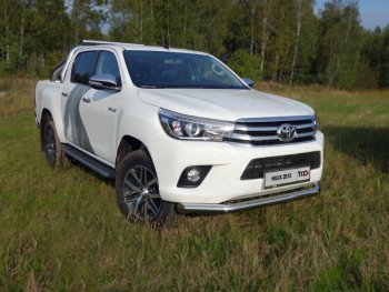 Защита переднего бампера нижняя d76,1 мм ТСС Тюнинг Toyota Hilux AN120 дорестайлинг (2016-2020) (нержавейка)