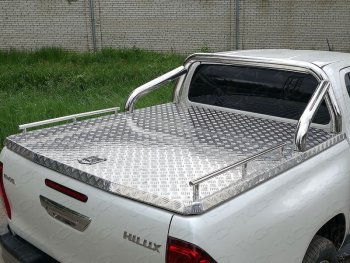 Рейлинги длинные (Black Onyx) ТСС Тюнинг Toyota Hilux  AN120 (2020-2025) 2-ой рестайлинг (нержавеющая сталь)