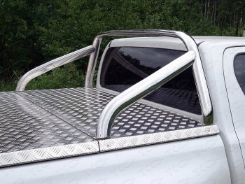 Защита кузова (нержавейка Ø75х42) ТСС Тюнинг Toyota Hilux  AN120 (2016-2025) дорестайлинг, 1-ый рестайлинг, 2-ой рестайлинг (без крышки)
