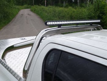 Защита кузова (нержавейка Ø75х42 мм) ТСС Тюнинг Toyota Hilux  AN120 (2016-2025) дорестайлинг, 1-ый рестайлинг, 2-ой рестайлинг (для крышки, со светодиодной фарой)