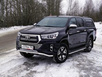 Защита переднего бампера волна d60,3 мм (Exclusive) ТСС Тюнинг Toyota Hilux  AN120 (2017-2020) 1-ый рестайлинг (нержавейка)