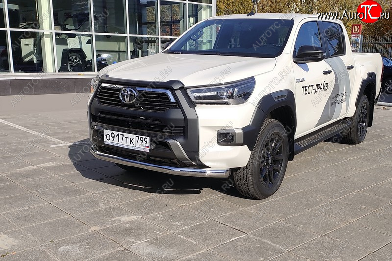 21 999 р. Защита переднего бампера нижняя 76,1 мм ТСС Тюнинг  Toyota Hilux  AN120 (2020-2025) 2-ой рестайлинг (нержавейка)  с доставкой в г. Кемерово