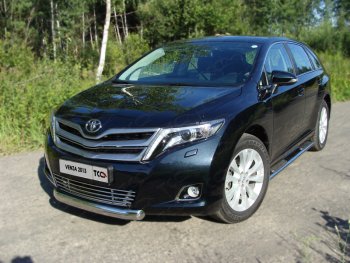 14 349 р. Защита переднего бампера овальная 75х42 мм ТСС тюнинг  Toyota Venza  GV10 (2012-2016) рестайлинг (нержавейка)  с доставкой в г. Кемерово. Увеличить фотографию 1