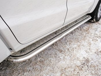 Пороги с площадкой 75х42 мм ТСС Тюнинг Volkswagen Amarok (2016-2022) рестайлинг (серые)