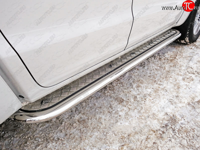 44 999 р. Пороги с площадкой 75х42 мм ТСС Тюнинг  Volkswagen Amarok (2016-2022) рестайлинг (серые)  с доставкой в г. Кемерово