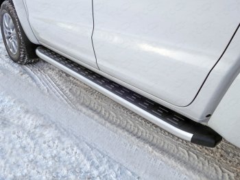 Пороги алюминиевые с пластиковой накладкой ТСС Тюнинг Volkswagen Amarok (2016-2022) рестайлинг (серые)