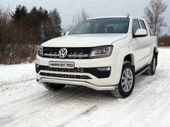 Защита переднего бампера кенгурин 76,1 мм ТСС Тюнинг Volkswagen Amarok (2016-2022) рестайлинг (нержавейка)