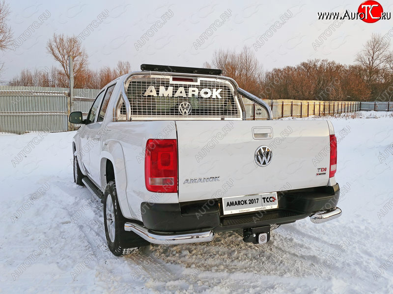 26 499 р. Защита задняя (уголки, нержавейка 76,1 мм) ТСС Тюнинг  Volkswagen Amarok (2016-2022) рестайлинг  с доставкой в г. Кемерово