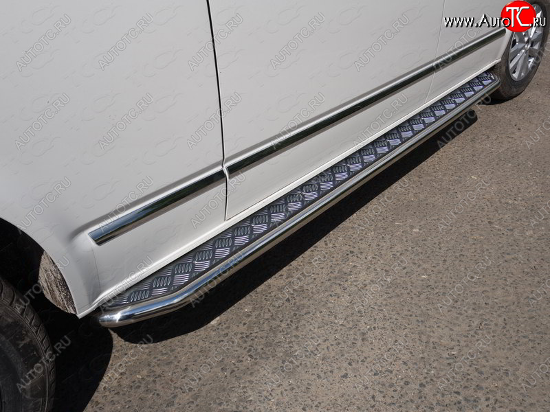 45 999 р. Пороги с площадкой 42,4 мм ТСС Тюнинг  Volkswagen Caravelle  T6 (2015-2019) дорестайлинг (серые)  с доставкой в г. Кемерово