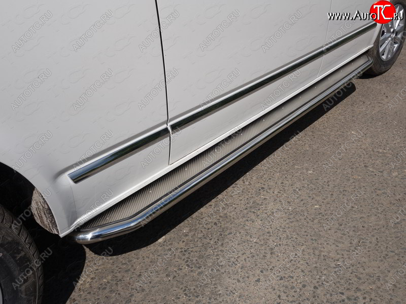 54 999 р. Пороги с площадкой 42,4 мм ТСС Тюнинг  Volkswagen Caravelle  T6 (2015-2019) дорестайлинг (нержавейка )  с доставкой в г. Кемерово