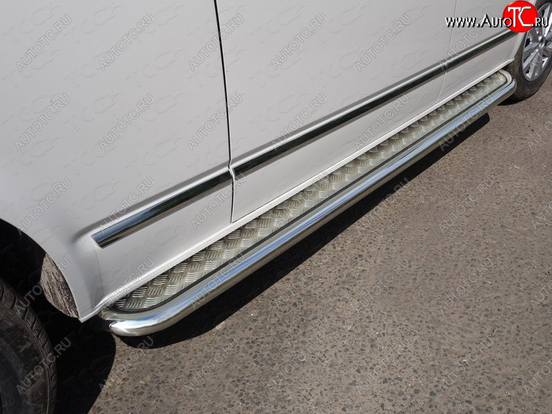 49 999 р. Пороги с площадкой 60,3 мм ТСС Тюнинг Volkswagen Caravelle T6 дорестайлинг (2015-2019) (серые)  с доставкой в г. Кемерово