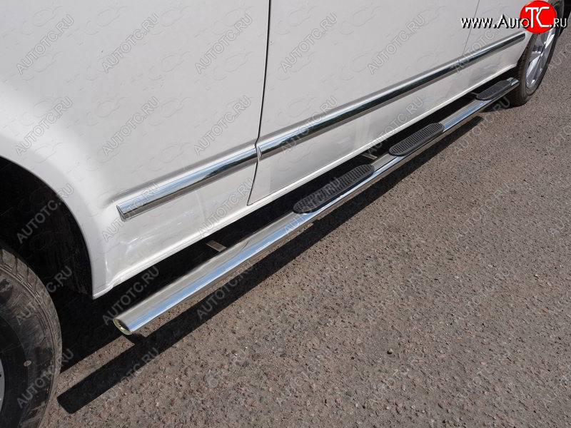 43 999 р. Пороги овальные с накладкой 75х42 мм ТСС Тюнинг Volkswagen Caravelle T6 дорестайлинг (2015-2019) (серые)  с доставкой в г. Кемерово
