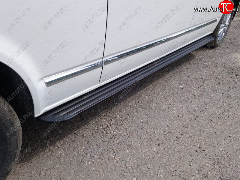 30 999 р. Пороги алюминиевые Slim Line ТСС Тюнинг  Volkswagen Caravelle  T6 (2015-2019) дорестайлинг (Black)  с доставкой в г. Кемерово