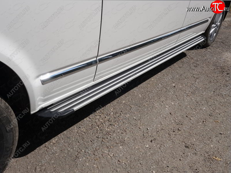 28 999 р. Пороги алюминиевые Slim Line ТСС Тюнинг  Volkswagen Caravelle  T6 (2015-2019) дорестайлинг (Silver)  с доставкой в г. Кемерово
