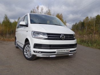 Защита переднего бампера нижняя с ДХО 60,3 мм ТСС Тюнинг Volkswagen Caravelle T6 дорестайлинг (2015-2019) (нержавейка)