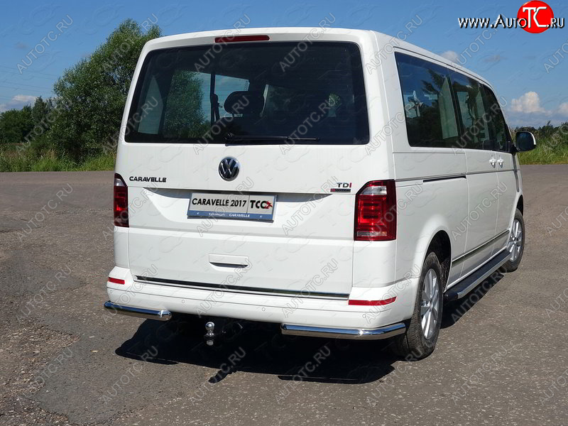 21 999 р. Защита заднего бампера (уголки, d60,3 мм) TCC  Volkswagen Caravelle  T6 (2015-2019) дорестайлинг  с доставкой в г. Кемерово