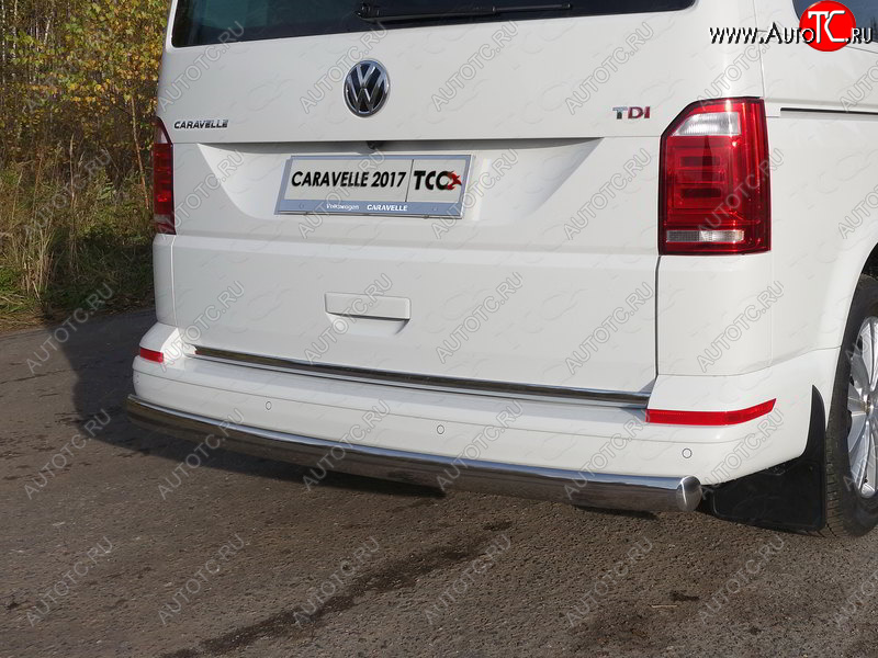 25 499 р. Защита заднего бампера (овальная, d75х42 мм) TCC  Volkswagen Caravelle  T6 (2015-2019) дорестайлинг  с доставкой в г. Кемерово