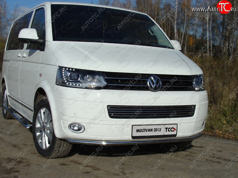 15 999 р. Защита переднего бампера нижняя d42,4 мм ТСС Тюнинг  Volkswagen Multivan  T5 (2009-2015) рестайлинг (нержавейка)  с доставкой в г. Кемерово