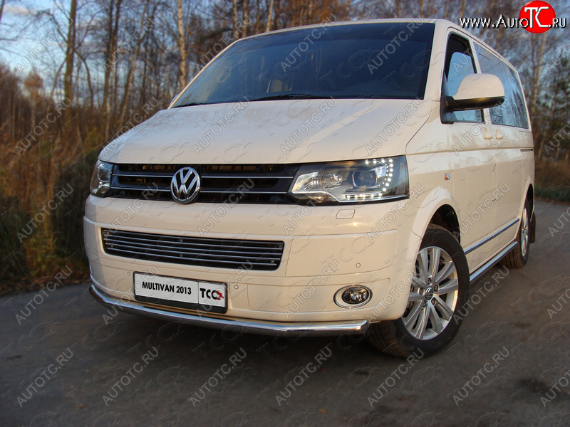18 999 р. Защита переднего бампера нижняя d60,3 мм ТСС Тюнинг  Volkswagen Multivan  T5 (2009-2015) рестайлинг (нержавейка)  с доставкой в г. Кемерово