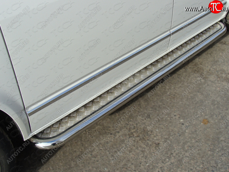 41 749 р. Пороги с площадкой 60,3 мм ТСС Тюнинг  Volkswagen Multivan  T5 (2009-2015) рестайлинг (серые)  с доставкой в г. Кемерово