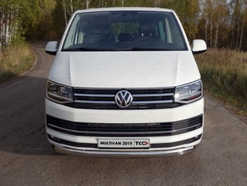 Защита переднего бампера нижняя овальная 75х42 мм ТСС Тюнинг Volkswagen Multivan T6 дорестайлинг (2016-2019) (нержавейка)