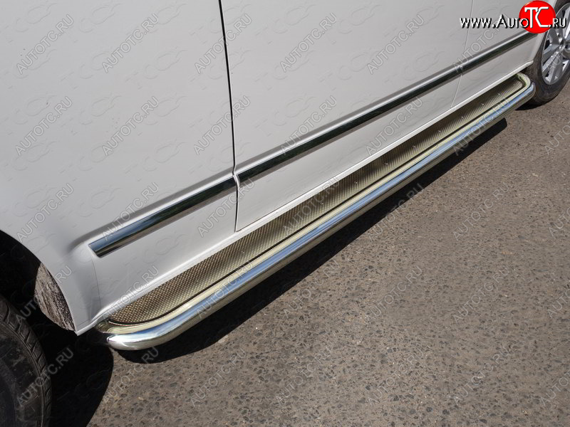 58 999 р. Пороги с площадкой 60,3 мм ТСС Тюнинг  Volkswagen Multivan  T6 (2016-2019) дорестайлинг (нержавейка)  с доставкой в г. Кемерово
