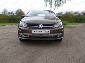 7 349 р. Нижняя декоративная вставка в бампер ТСС Тюнинг  Volkswagen Polo  Mk6 (2020-2022) лифтбек (d 12 мм)  с доставкой в г. Кемерово. Увеличить фотографию 1