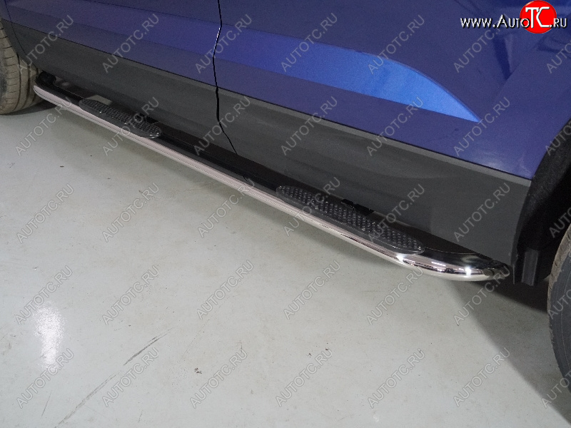 37 649 р. Пороги овальные гнутые с накладкой 75х42 мм ТСС Тюнинг Volkswagen Taos (2020-2022) (серые)  с доставкой в г. Кемерово