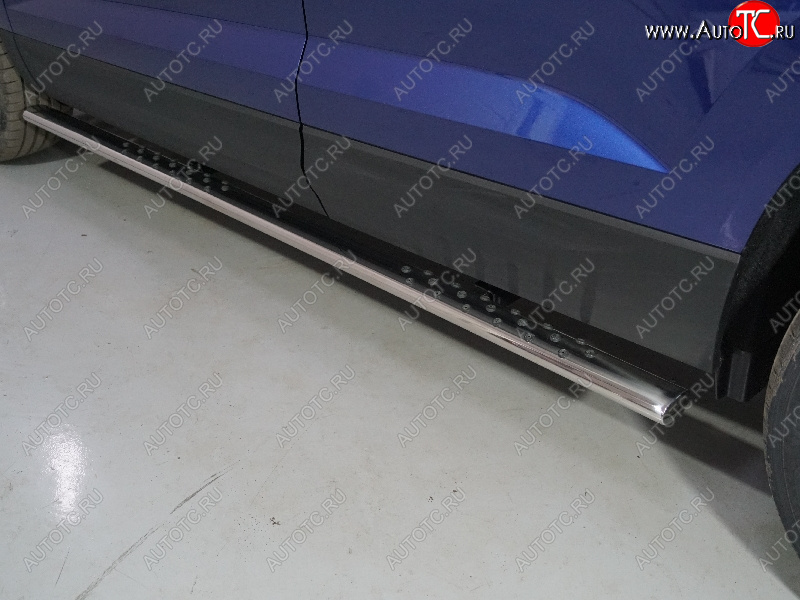 35 749 р. Пороги овальные с проступью 75х42 мм ТСС Тюнинг  Volkswagen Taos (2020-2022) (серые)  с доставкой в г. Кемерово