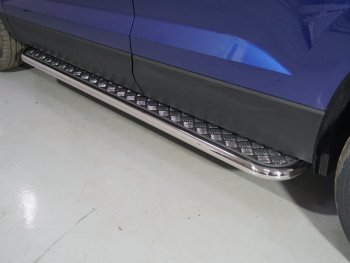 Пороги с площадкой 42,4 мм ТСС Тюнинг Volkswagen Taos (2020-2022) (серые)