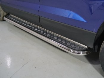 Пороги с площадкой 60,3 мм ТСС Тюнинг Volkswagen Taos (2020-2022) (серые)