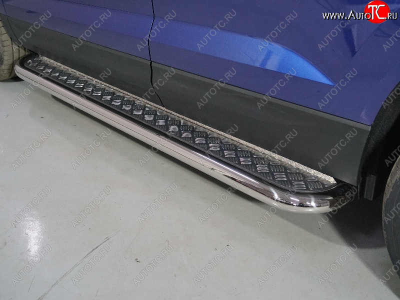 36 899 р. Пороги с площадкой 60,3 мм ТСС Тюнинг Volkswagen Taos (2020-2022) (серые)  с доставкой в г. Кемерово