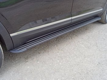 Пороги алюминиевые Slim Line ТСС Тюнинг Volkswagen Teramont  CA1 (2016-2020) дорестайлинг (Black)