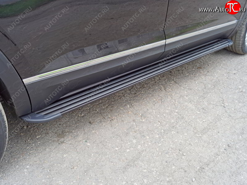 30 999 р. Пороги алюминиевые Slim Line ТСС Тюнинг  Volkswagen Teramont  CA1 (2016-2020) дорестайлинг (Black)  с доставкой в г. Кемерово