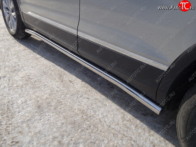 21 599 р. Защита порогов труба d60,3 мм ТСС Тюнинг  Volkswagen Tiguan  Mk2 (2016-2020) дорестайлинг (серые)  с доставкой в г. Кемерово