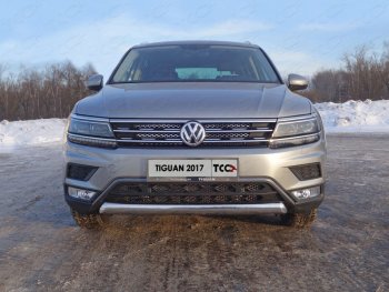 15 899 р. Защита передняя нижняя овальная короткая 75х42 мм ТСС Тюнинг Volkswagen Tiguan Mk2 рестайлинг (2020-2022) (нержавейка)  с доставкой в г. Кемерово. Увеличить фотографию 1