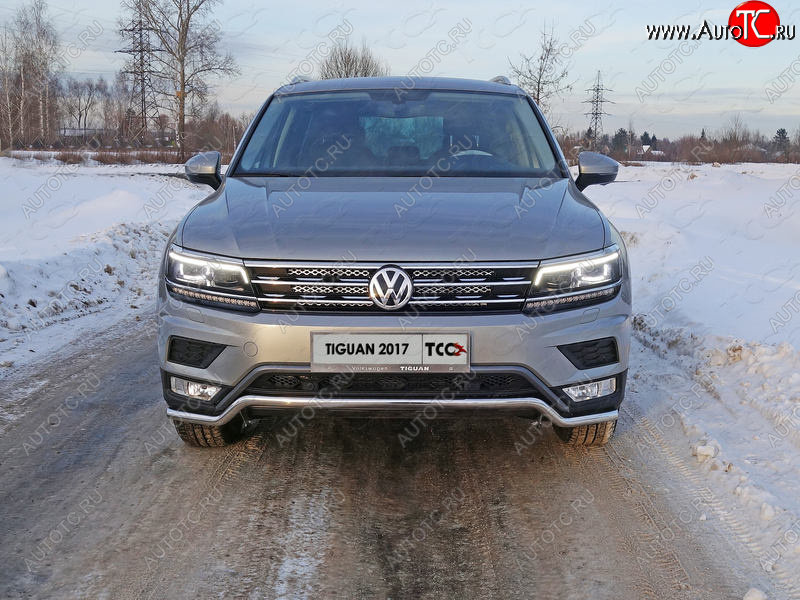 15 999 р. Защита переднего бампера нижняя d42,4 мм ТСС Тюнинг Volkswagen Tiguan Mk2 дорестайлинг (2016-2020) (нержавейка)  с доставкой в г. Кемерово