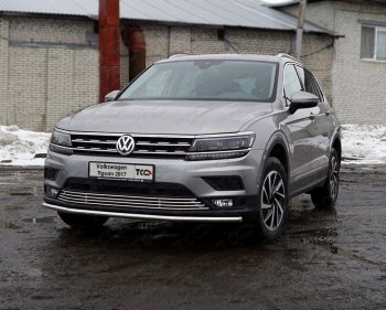 Защита переднего бампера нижняя d42,4 мм ТСС Тюнинг Volkswagen Tiguan Mk2 дорестайлинг (2016-2020) (нержавейка)