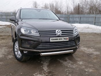 Защита переднего бампера нижняя овальная 75*42 мм ТСС Тюнинг Volkswagen Touareg  NF (2014-2018) рестайлинг (нержавейка)