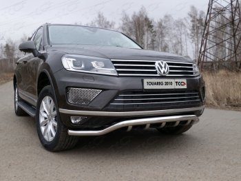 Защита передняя нижняя кенгурин 60,3*42,4 мм ТСС Тюнинг Volkswagen Touareg  NF (2014-2018) рестайлинг (нержавейка)