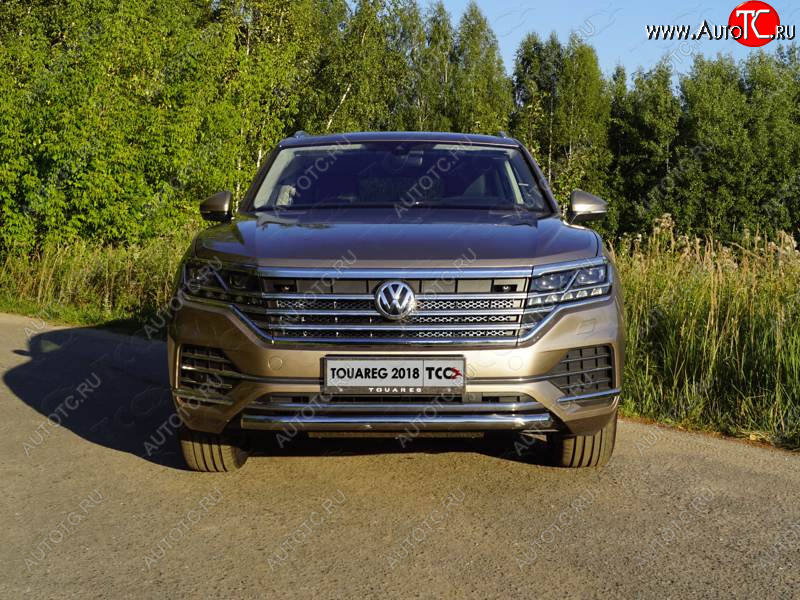 18 999 р. Защита переднего бампера нижняя d60,3 мм ТСС Тюнинг  Volkswagen Touareg  CR (2018-2025) (нержавейка)  с доставкой в г. Кемерово