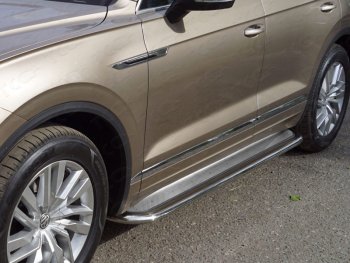Пороги с площадкой 75х42 мм ТСС Тюнинг Volkswagen Touareg  CR (2018-2025)