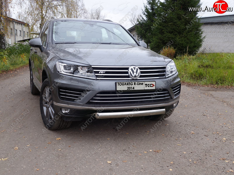 20 699 р. Защита переднего бампера нижняя овальная 75*42 мм ТСС Тюнинг  Volkswagen Touareg  NF (2014-2018) рестайлинг (нержавейка)  с доставкой в г. Кемерово