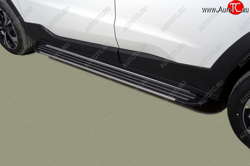 20 599 р. Пороги алюминиевые Slim Line TCC Tюнинг  Москвич 6 (2023-2025) лифтбэк (Silver)  с доставкой в г. Кемерово