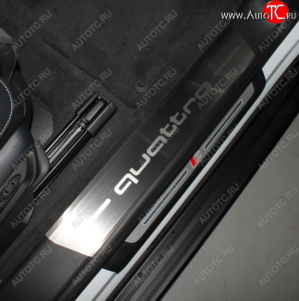 8 899 р. Накладки на пороги (4 шт) ТСС Тюнинг  Audi Q8  4MN (2018-2022) (лист шлифованный, надпись quattro)  с доставкой в г. Кемерово